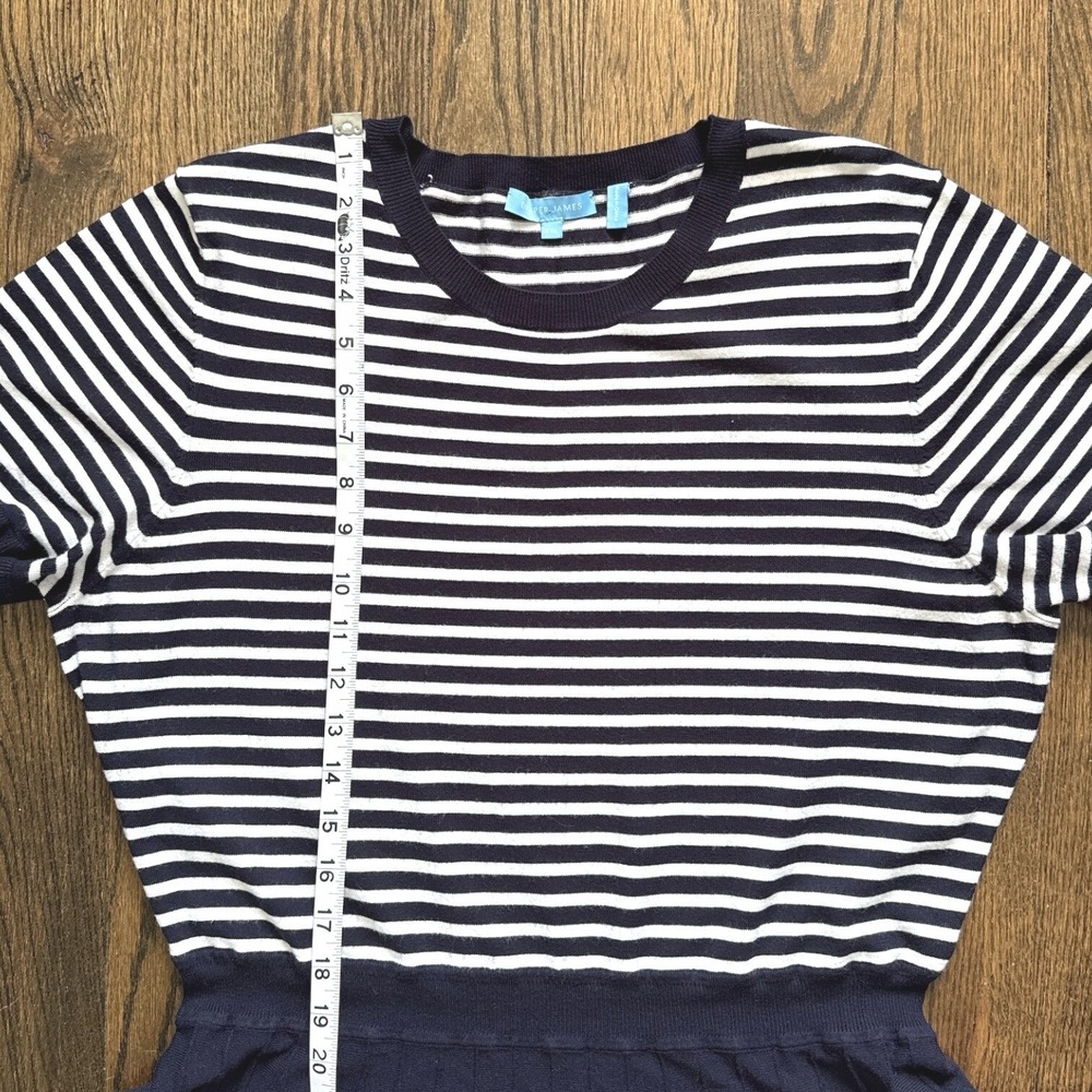 Draper James Knit Dress XXL Nautical Striped Ruffle Sleeve Pleated Skirt Stretch - Picture 8 of 13